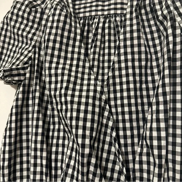 Madewell Wrap Top in Gingham Check short sleeve black and white size XXS - Picture 2 of 8